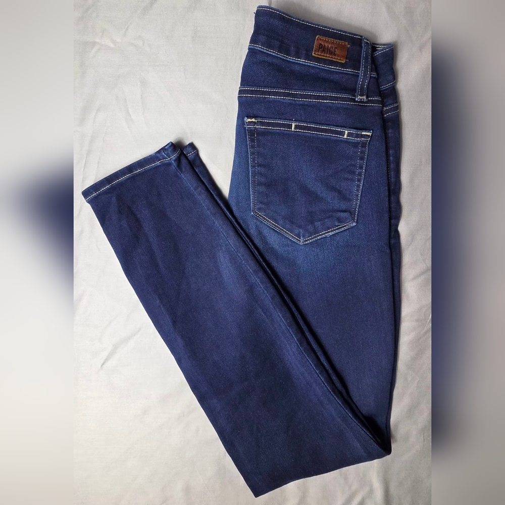 Paige Hoxton Ankle Skinny Jeans High-Rise Dark Wash Stretch Denim Size 26